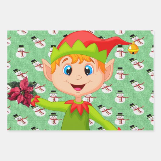 Merry Christmas Elf Santa Wrapping Paper Sheets Geschenkpapier Set (Vorderseite 2)