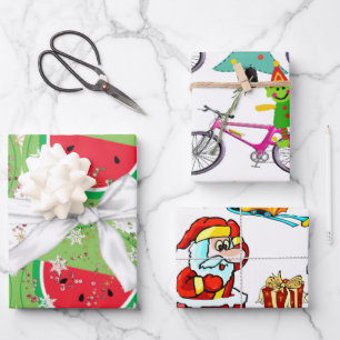Merry Christmas Elf Watermelon Santa Geschenkpapier Set