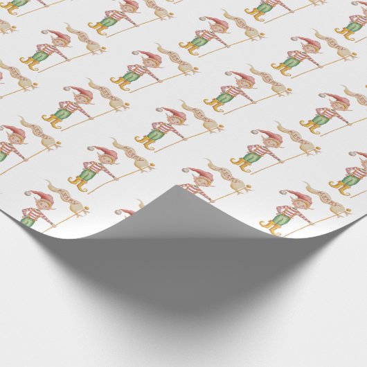 Merry Christmas Elf wrapping paper Geschenkpapier (Ecke)