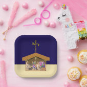 Merry Christmas Fabric Font Cross Over Nativity Pappteller (Party)