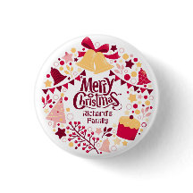 Merry Christmas Family Button Festive Holiday pin