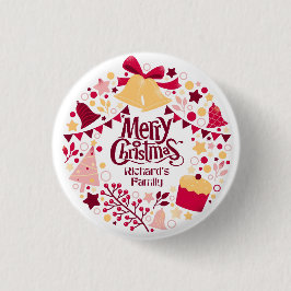Merry Christmas Family Button Festive Holiday pin