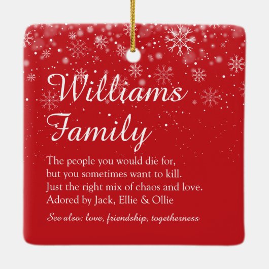 Merry Christmas Family Definition Elegantes Skript Keramikornament (Rückseite)