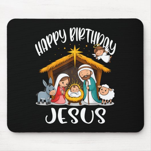 Merry Christmas Family Kid Nativity Happy Birthday Mousepad (Vorne)