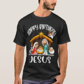 Merry Christmas Family Kid Nativity Happy Birthday T-Shirt (Vorderseite)