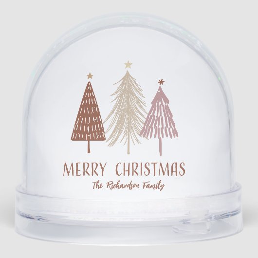 Merry Christmas Family Name Holiday Snow Globe Schneekugeln (Rückseite)