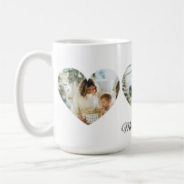 Merry Christmas Family Photo Collage Heart Mug Kaffeetasse