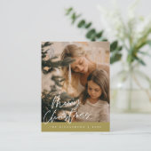 Merry Christmas Family Photo Elegant Typography Postkarte (Stehend Vorderseite)