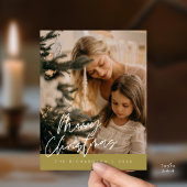 Merry Christmas Family Photo Elegant Typography Postkarte