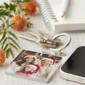 Merry Christmas Family Photo Keychain Custom Schlüsselanhänger (Vorderseite rechts)