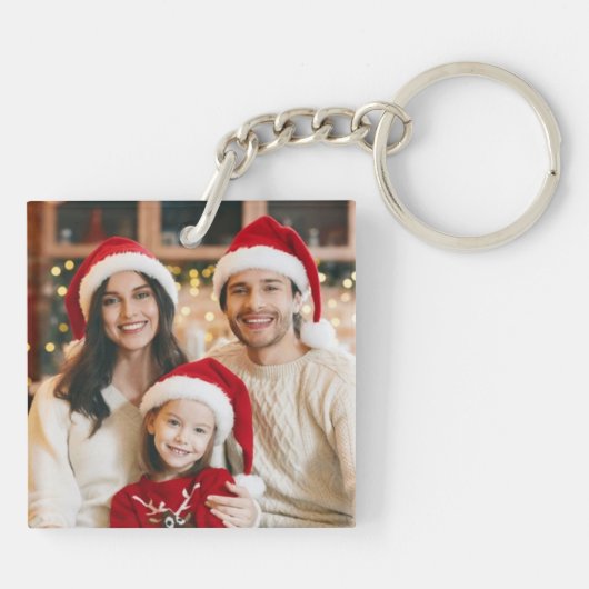 Merry Christmas Family Photo Keychain Custom Schlüsselanhänger (Rückseite)