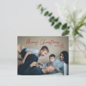 Merry Christmas Family Photo Modern Minimal Postkarte (Stehend Vorderseite)