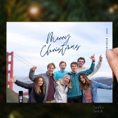 Merry Christmas Family Photo, Modern Minimal Postkarte