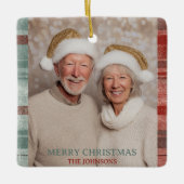 Merry Christmas Family Photo Ornament (Vorderseite)