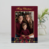 Merry Christmas family Photo Plaid Christmas Card Folieneinladung (Stehend vorne)