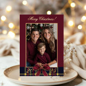 Merry Christmas family Photo Plaid Christmas Card Folieneinladung