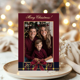 Merry Christmas family Photo Plaid Christmas Card Folieneinladung