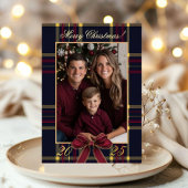 Merry Christmas family Photo Plaid Christmas Folieneinladung