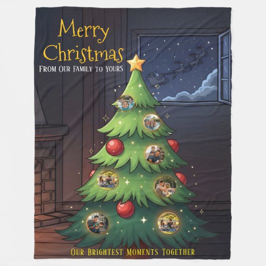 Merry Christmas Family Tree Photo Blanket – Person Fleecedecke (Vorderseite)