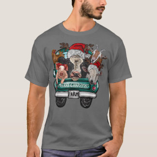 Merry Christmas Farm Xmas Lights Funny Holiday Far T-Shirt