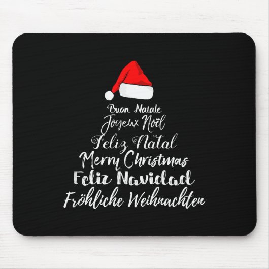 Merry Christmas Feliz Navidad Feliz Natal Language Mousepad (Vorne)