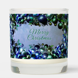 Merry Christmas Festive Blue and Green Ornament