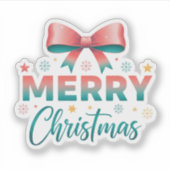 Merry Christmas Festive Bow Sticker (Vorderseite)