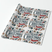 Merry Christmas Festive & Colorful Geschenkpapier (Ungerollt)