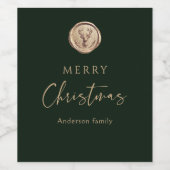 Merry Christmas Festive Green Personalized Weinetikett (Einzelnes Label)
