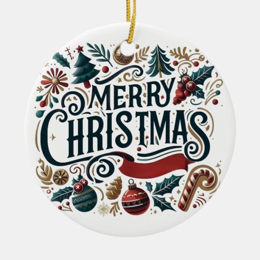 Merry Christmas Festive & Heartfelt Keramik Ornament (Vorne)