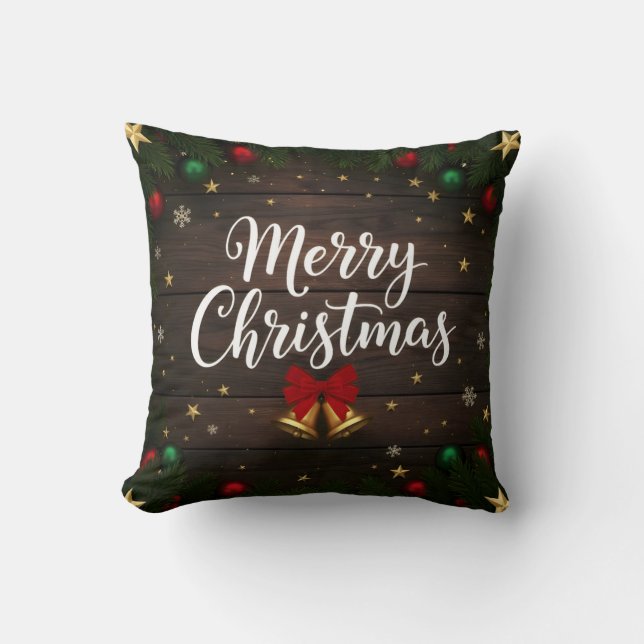 Merry Christmas Festive Holiday Throw Pillow Kissen (Vorderseite)