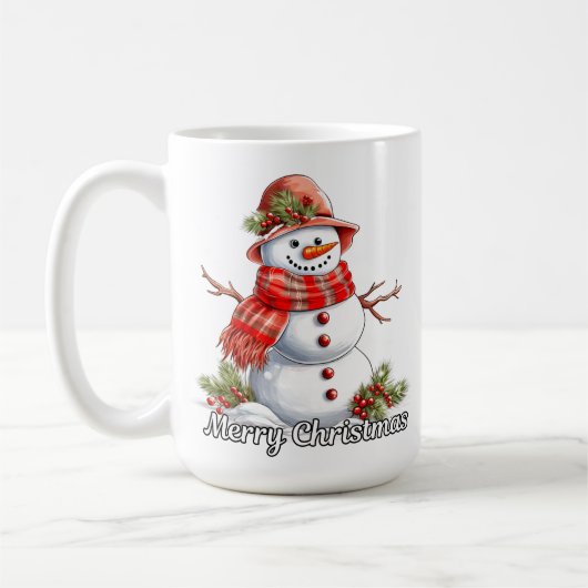 Merry Christmas Festive Little Snowman Kaffeetasse (Links)