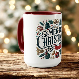 Merry Christmas Festive Ornamental Family Tasse