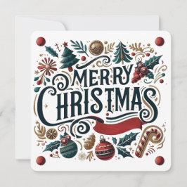Merry Christmas Festive Ornamental Invitation Card Einladung