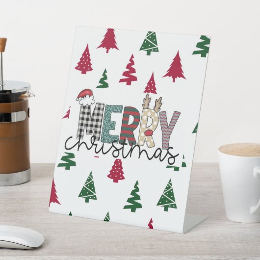 MERRY Christmas” Festive Pedestal Sign Sockelschild (In SItu)