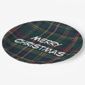 Merry Christmas Festive Plaid Paper Plates Pappteller (Schrägansicht)