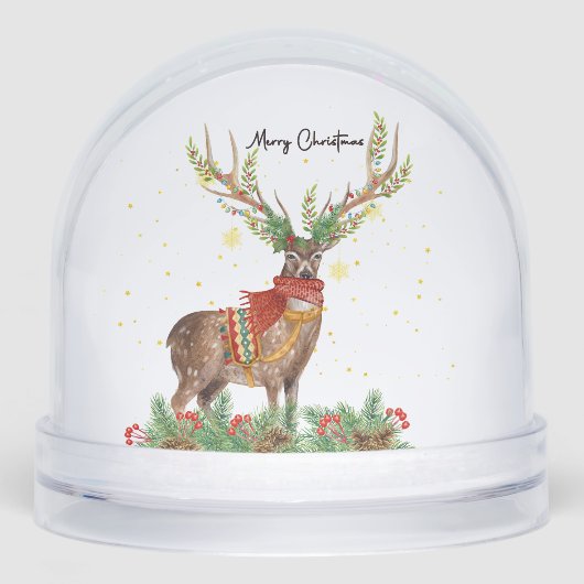 Merry Christmas Festive Reindeer Schneekugeln (Vorderseite)