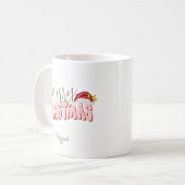 Merry Christmas Festive Retro Pink Red Add Name Kaffeetasse (Vorderseite Links)