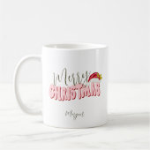 Merry Christmas Festive Retro Pink Red Add Name Kaffeetasse (Links)