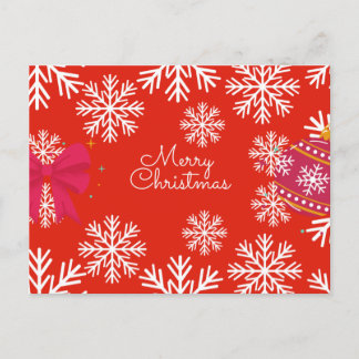 Merry Christmas Festive Snowflakes and Ornaments Postkarte