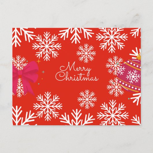 Merry Christmas Festive Snowflakes and Ornaments Postkarte (Vorderseite)