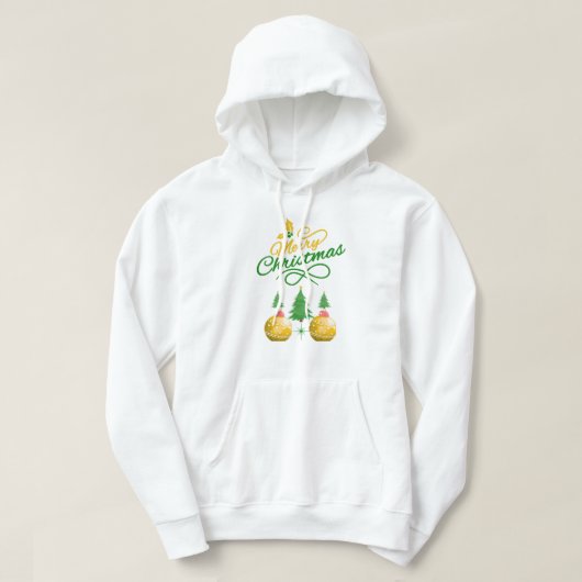 Merry Christmas Festive Tree & Ornament Design Hoodie (Design vorne)