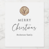 Merry Christmas Festive White Personalized  Weinetikett (Einzelnes Label)