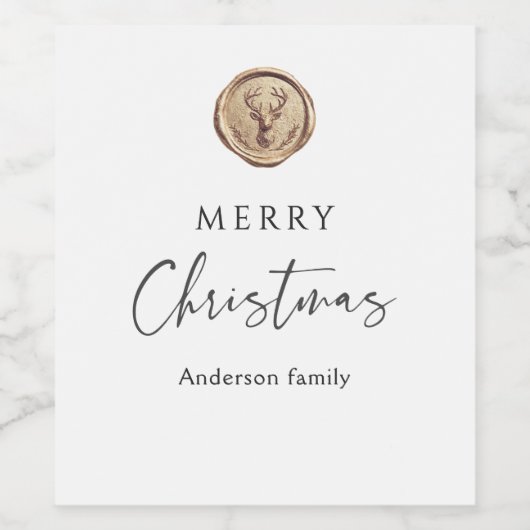 Merry Christmas Festive White Personalized  Weinetikett (Einzelnes Label)