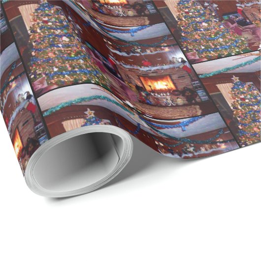 MERRY CHRISTMAS, FIREPLACE GESCHENKPAPIER (Rolleneckpunkt)
