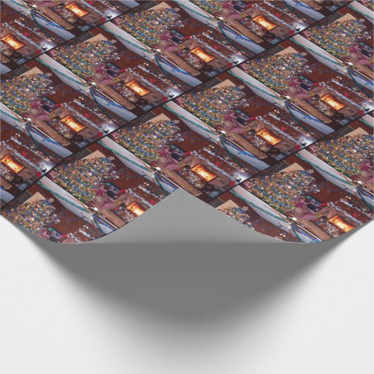 MERRY CHRISTMAS, FIREPLACE GESCHENKPAPIER (Ecke)