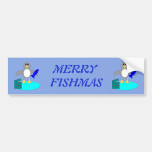 Merry Christmas Fishing Penguin Custom Car Sticker Autoaufkleber