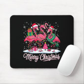 Merry Christmas Flamingo Lights Santa Hat Snow Xma Mousepad (Mit Mouse)
