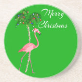 Merry Christmas Flamingo Sandstein Untersetzer (Vorne)