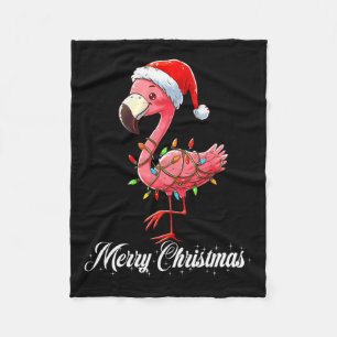 Merry Christmas Flamingo Santa Fa La La Mingo C Fleecedecke